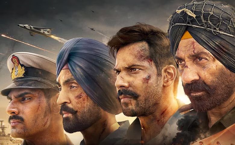 Border 2 movie poster featuring Sunny Deol with latest box office collection numbers showing 350 crore club milestone